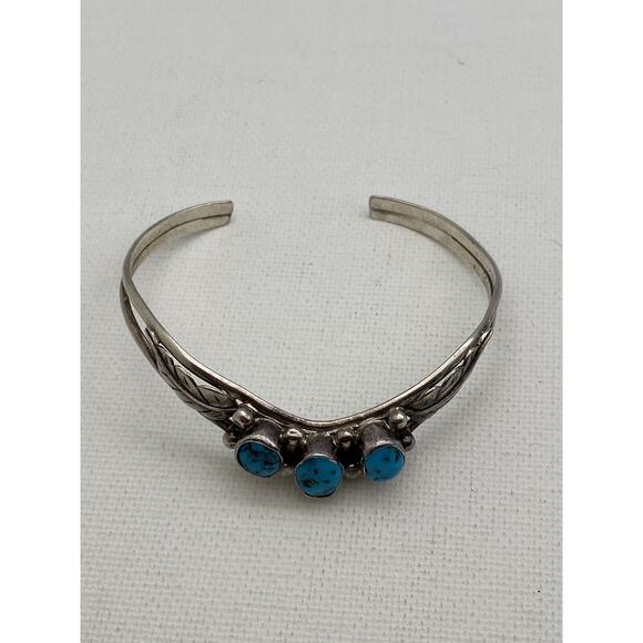 Vintage Native American Turquoise Sterling Silver 925 cuff Bracelet - Picture 3 of 9